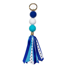 Load image into Gallery viewer, shades of blue ribbon keychain

