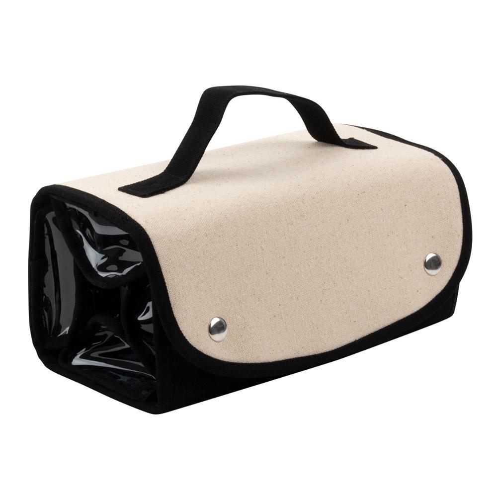 Front view of the black roll up cosmetic