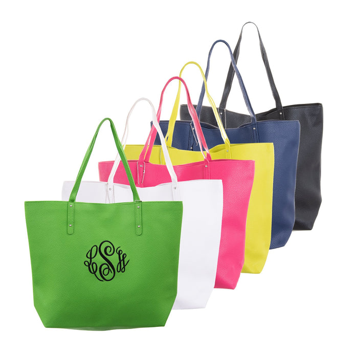 Monogrammed view of our Spring Bucket Tote Bags