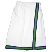 Load image into Gallery viewer, Front view of the green and navy bath wrap
