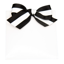 Load image into Gallery viewer, Front view of the black and white canvas ribbon notepads
