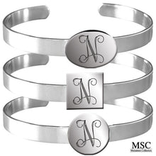 Load image into Gallery viewer, Silver Cuff Initial Bracelet
