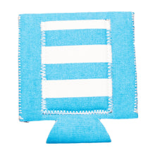 Load image into Gallery viewer, Front view of our Turquoise Striped Pocket Koozie
