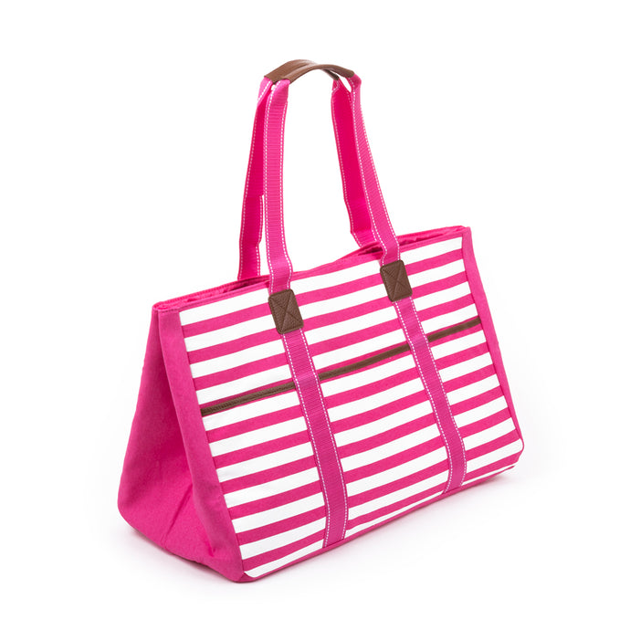 Pink Stripe Towel Tote