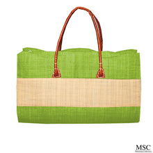 Load image into Gallery viewer, Striped Straw Tote Bag
