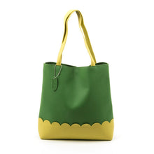 Load image into Gallery viewer, Lime Scallop Handbag with Yellow Details
