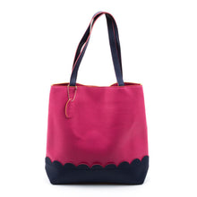 Load image into Gallery viewer, Pink Scallop Handbag with Navy Details
