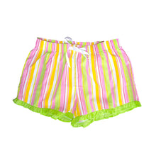 Load image into Gallery viewer, Front view of our Lime Stripe Lounge Shorts
