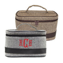 Load image into Gallery viewer, Monogrammed view of our Herringbone Train Cases
