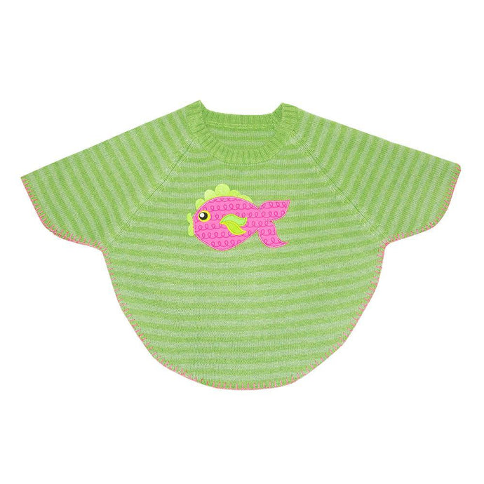 Front view of our Green Fish Toddler Poncho