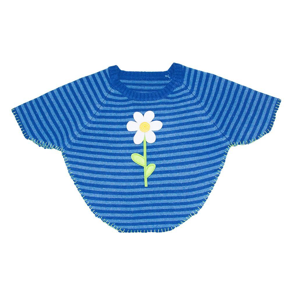 Front view of our Navy Flower Toddler Poncho