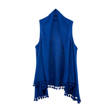 Load image into Gallery viewer, Front view of our Cobalt Blue Tassel Vest
