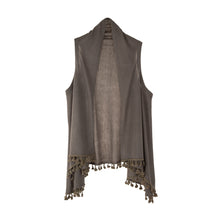 Load image into Gallery viewer, Front view of our Mocha Tassel Vest
