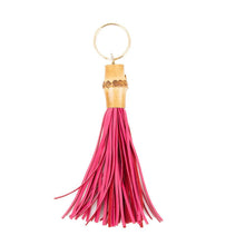 Load image into Gallery viewer, Front view of our Pink Bamboo Chunky Keychain

