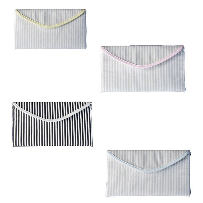 Front view of different styles of the envelope pouch