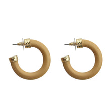 Load image into Gallery viewer, Front view of our Natural Wood Hoop Earrings
