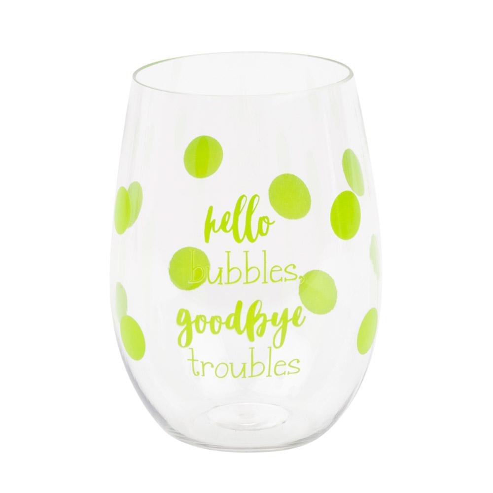 Green polka dot acrylic wine glasses