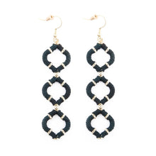 Load image into Gallery viewer, Black Wrapped Quatrefoil Earrings
