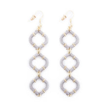 Load image into Gallery viewer, Gray Wrapped Quatrefoil Earrings

