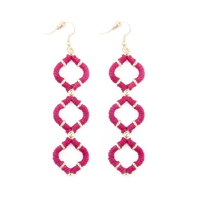 Pink Wrapped Quatrefoil Earrings