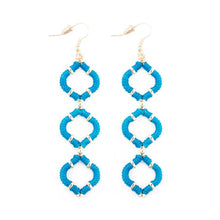 Load image into Gallery viewer, Turquoise Wrapped Quatrefoil Earrings

