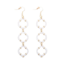 Load image into Gallery viewer, White Wrapped Quatrefoil Earrings
