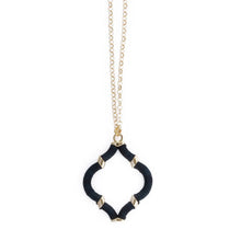 Load image into Gallery viewer, Black Wrapped Quatrefoil Necklace
