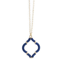 Load image into Gallery viewer, Navy Wrapped Quatrefoil Necklace
