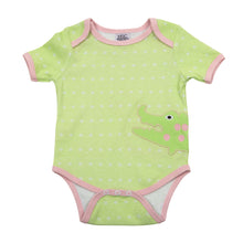 Load image into Gallery viewer, Front of alligator green baby onesie
