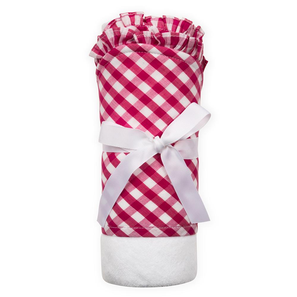 Wrapped Pink Gingham Hooded Towel