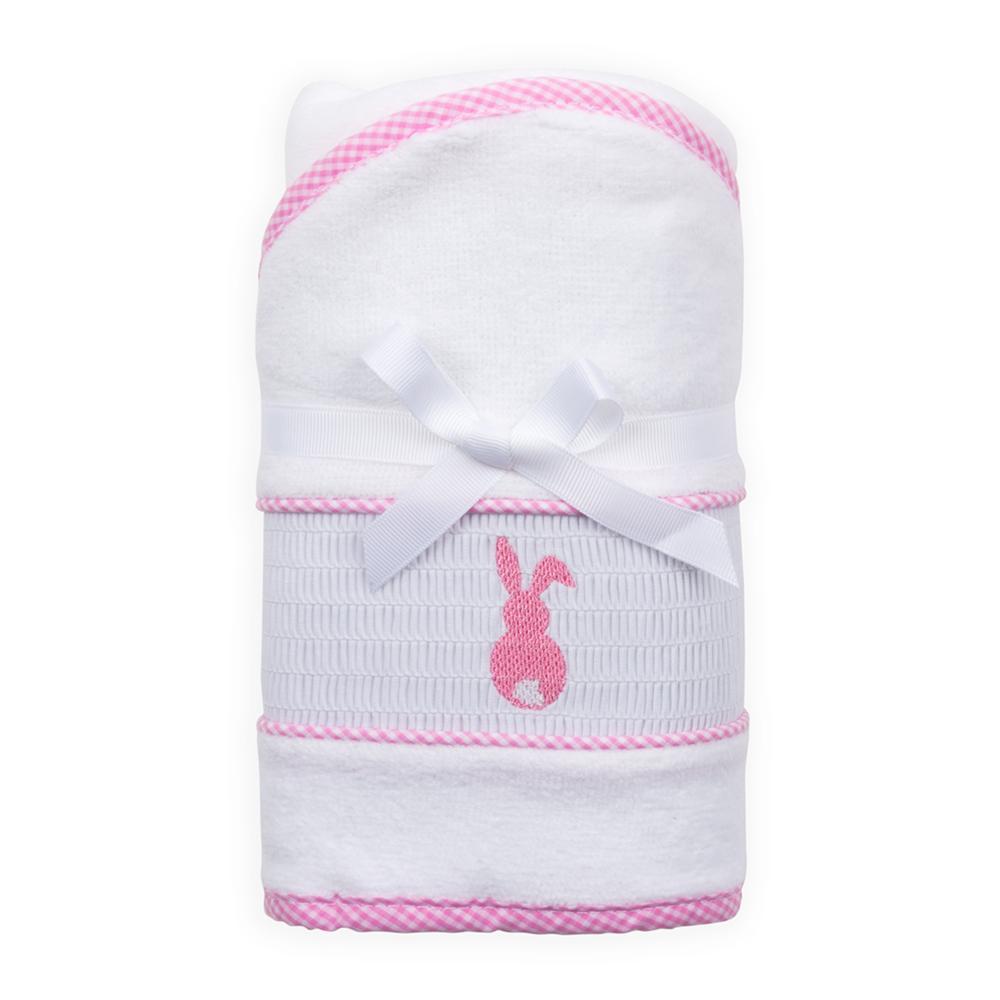 Pink Bunny Smocked Hooded Towel