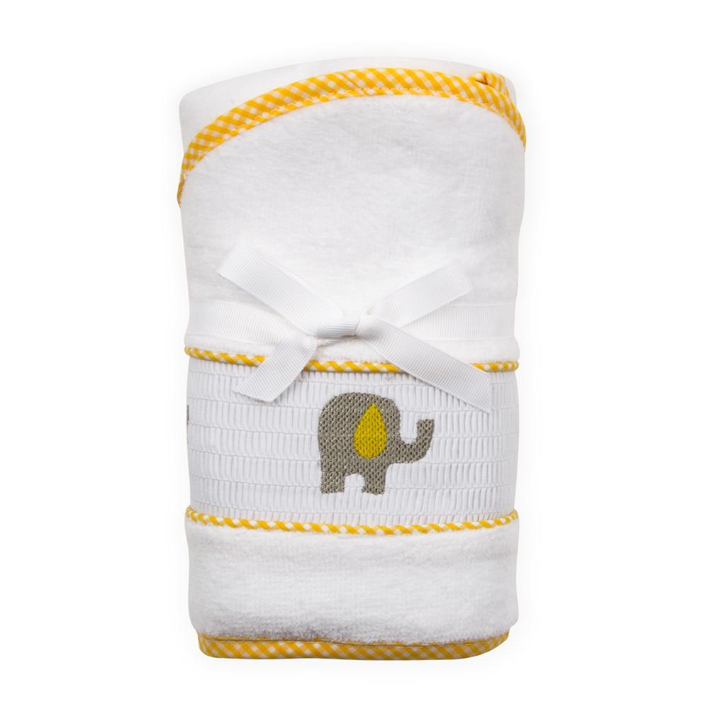 Yellow Elephant Smocked Hooded Towel