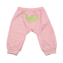 Load image into Gallery viewer, Back of pink baby pants with alligator applique
