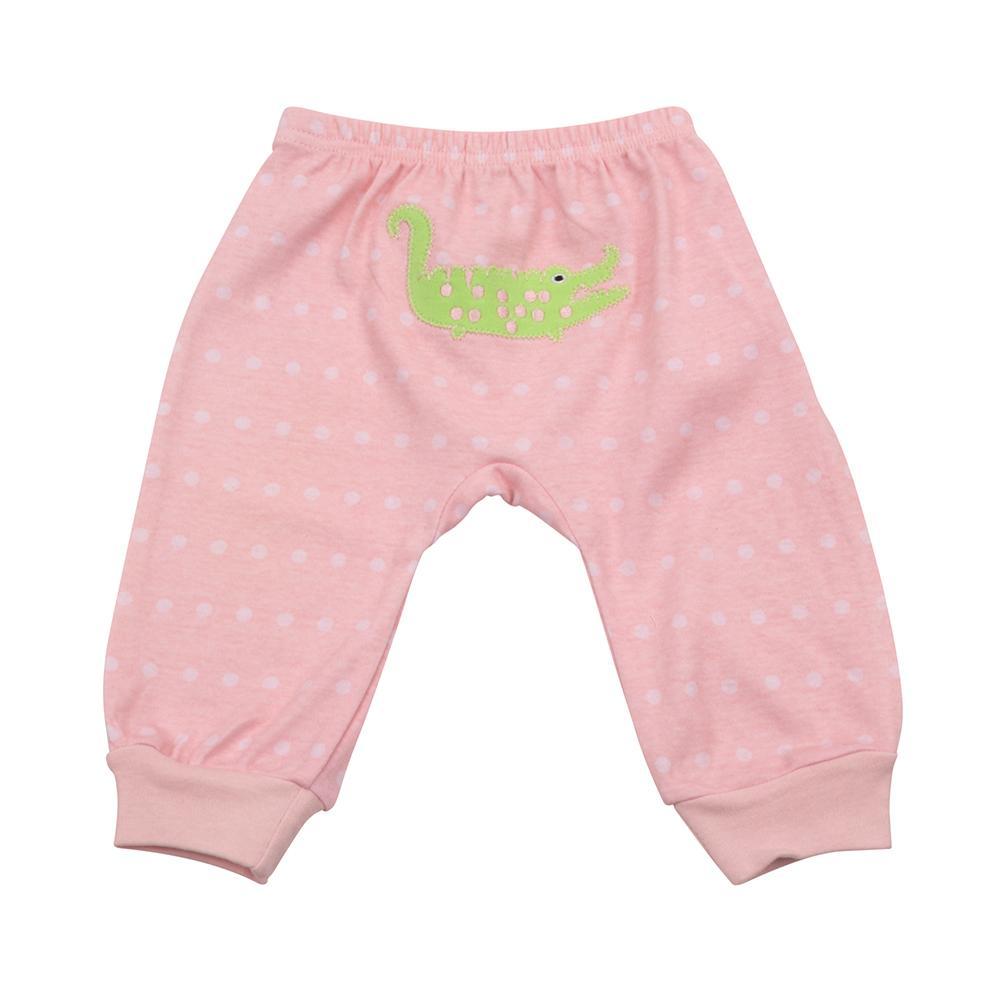 Back of pink baby pants with alligator applique