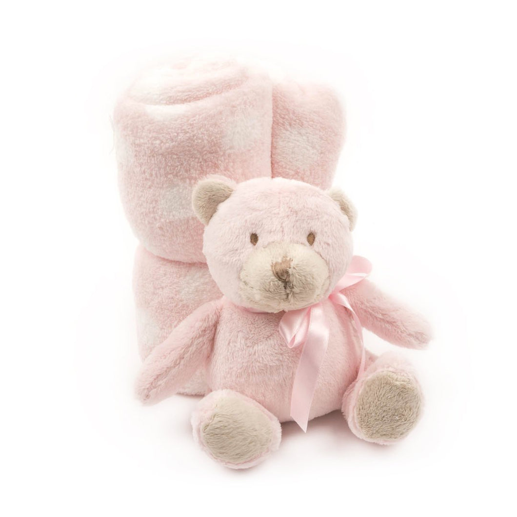 Soft Plush Baby Blanket with Stuffed Animal Pink Bear – Mainstreet