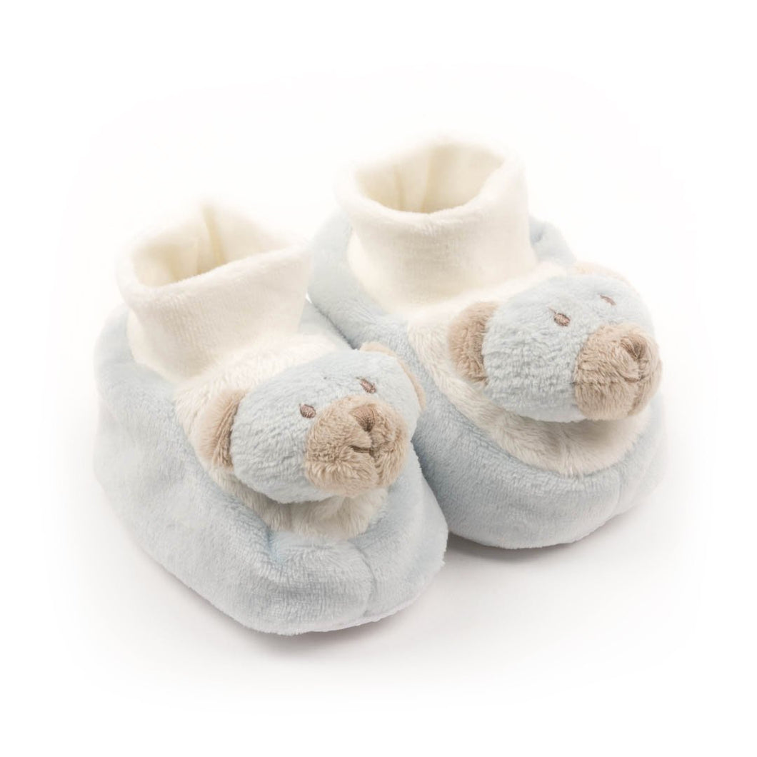 Blue bear plush baby slippers