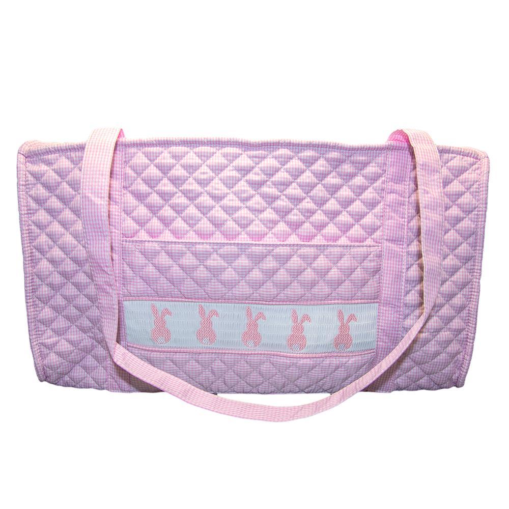 Pink Bunny Smocked Duffle Bag