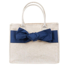 Load image into Gallery viewer, Linen Navy Bow Tote
