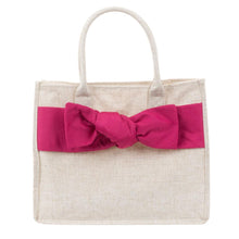 Load image into Gallery viewer, Linen Pink Bow Tote
