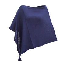Load image into Gallery viewer, Front view of our Navy Tassel Poncho
