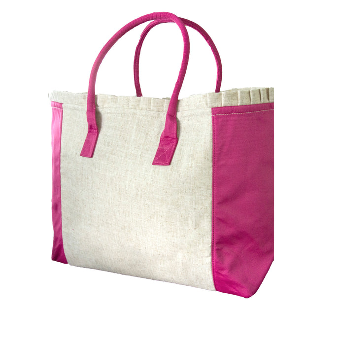 Pink Linen Weekender Tote