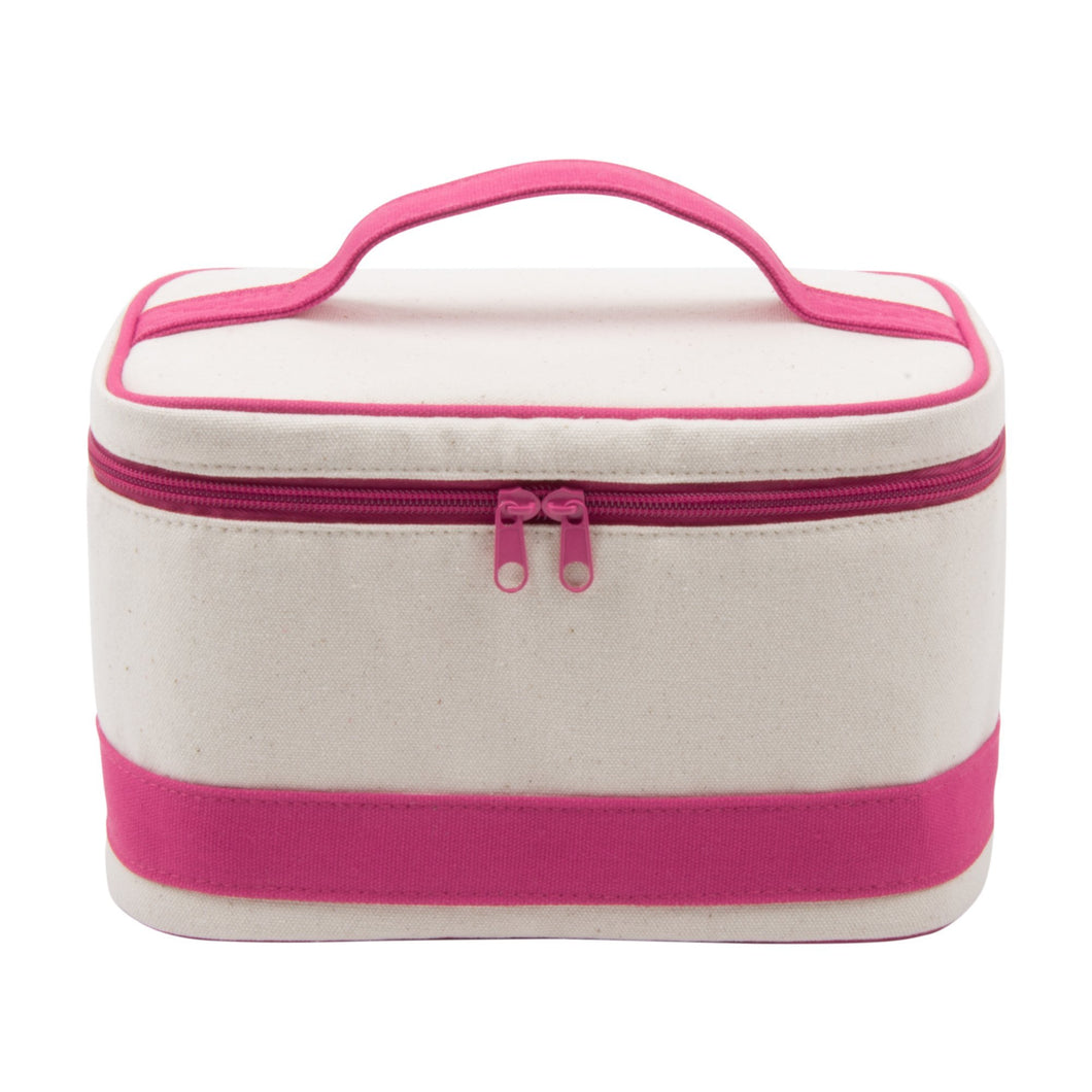 Natural color train case with pink accents