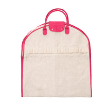 Load image into Gallery viewer, Linen Garment Bag with Pink Details
