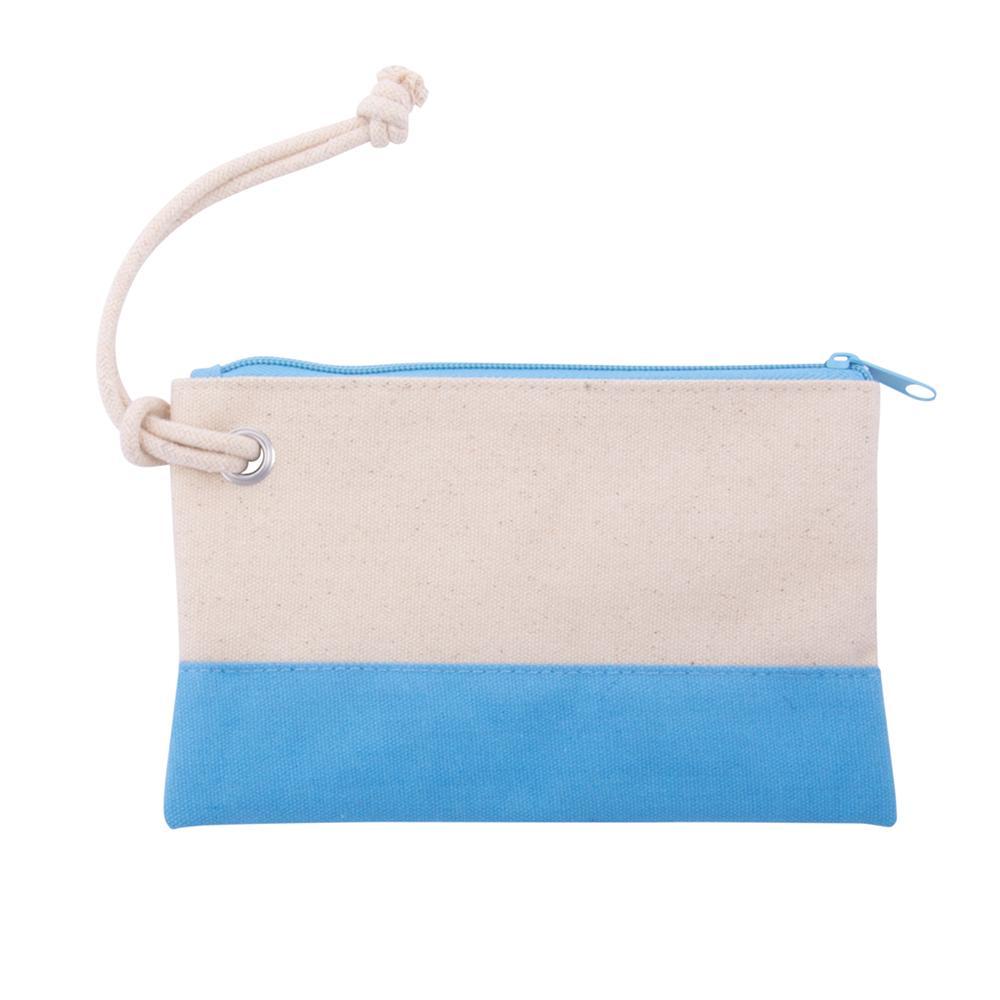 Light Blue & Natural Canvas Rope Pouch