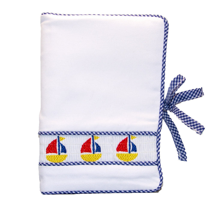 Front view of our Navy Boat Smocked Photo Album