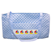 Load image into Gallery viewer, Smocked Blue Sailboat Duffle Bag
