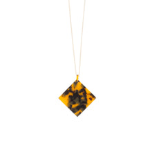 Load image into Gallery viewer, Front view of our Tortoise Square Disc Necklace

