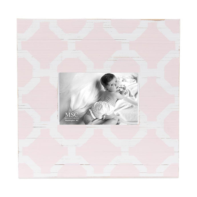 Front view of our Pink and White Trellis Picture Frame